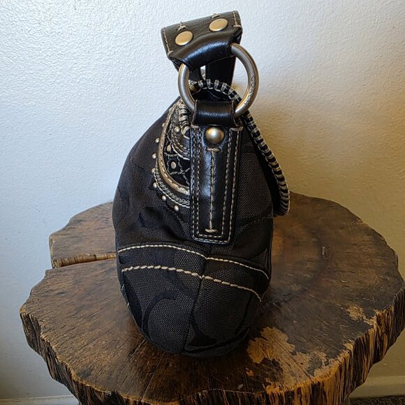 Coach 10484 Y2K Soho Black Signature Jacquard & Leather Studded Buckle Shoulder - Picture 11 of 16